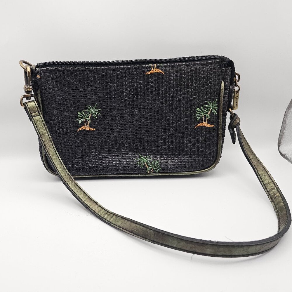 Sunny Hawaii Black Palm Tree Wristlet